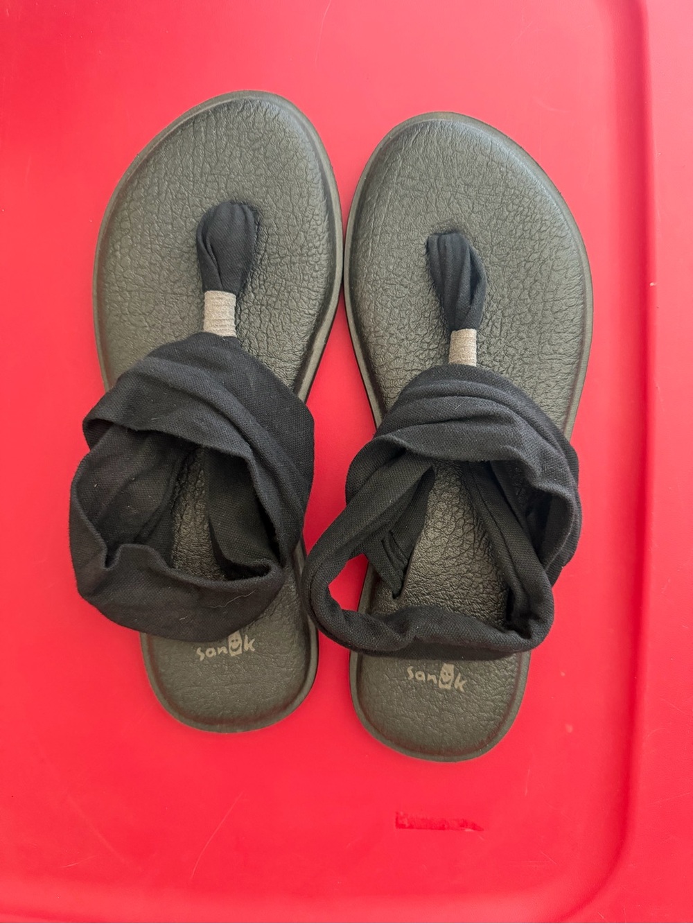 Sanuk Black Women's Yoga Sling Sandals with Twist Fabric Straps